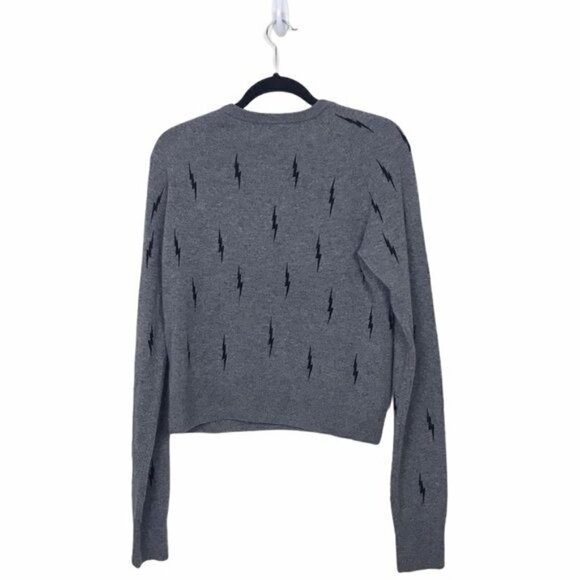 Kate Moss Equipment Gray Ryder 100% Cashmere Lightning Bolt Sweater NWT Large - Picture 4 of 11